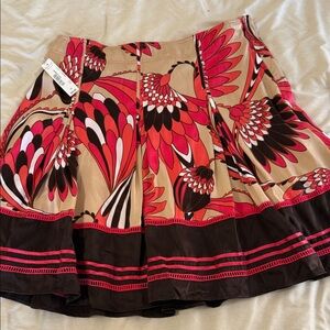Worthington Pleated Skirt with Red and Black Patterns
